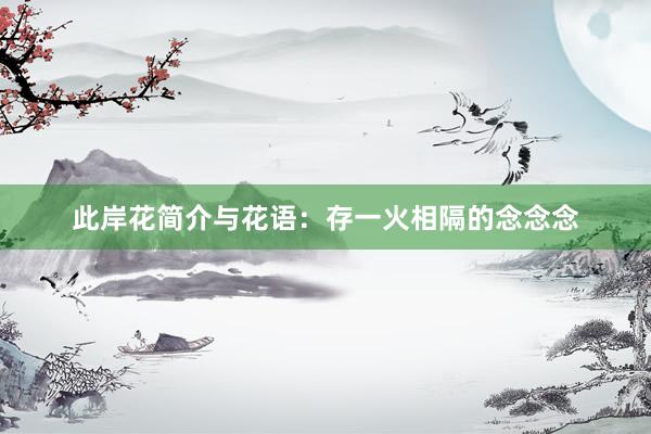 此岸花简介与花语：存一火相隔的念念念